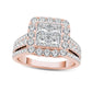2.0 CT. T.W. Quad Princess-Cut Natural Diamond Frame Engagement Ring in Solid 14K Rose Gold