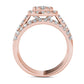 1.5 CT. T.W. Composite Natural Diamond Frame Three Piece Bridal Engagement Ring Set in Solid 14K Rose Gold