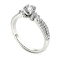 1.0 CT. T.W. Natural Diamond Collared Split Shank Engagement Ring in Solid 14K White Gold