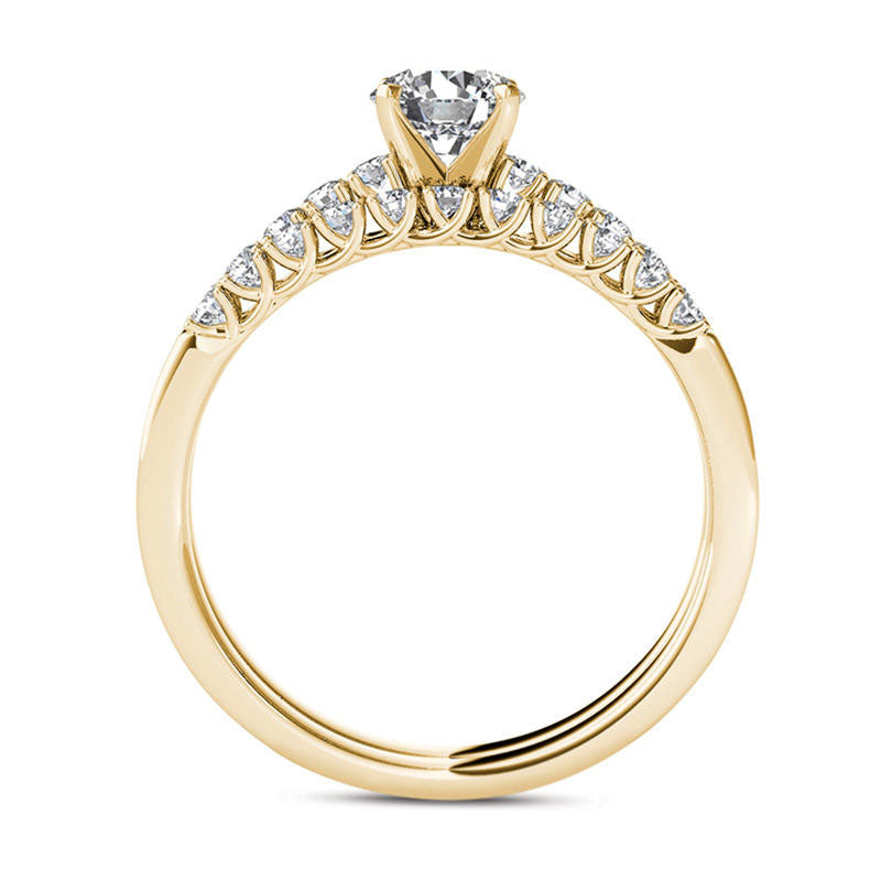 1.0 CT. T.W. Natural Diamond Bridal Engagement Ring Set in Solid 14K Gold