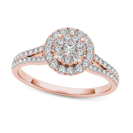 0.50 CT. T.W. Composite Natural Diamond Frame Engagement Ring in Solid 14K Rose Gold