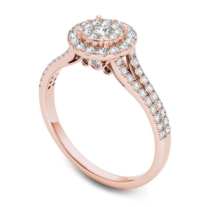 0.50 CT. T.W. Composite Natural Diamond Frame Engagement Ring in Solid 14K Rose Gold