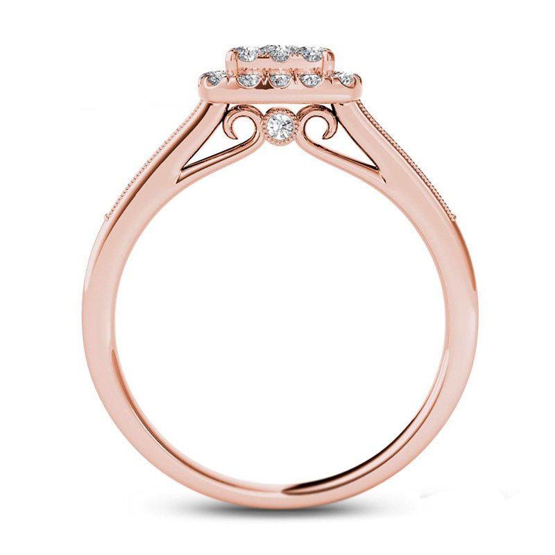 0.50 CT. T.W. Composite Natural Diamond Frame Engagement Ring in Solid 14K Rose Gold