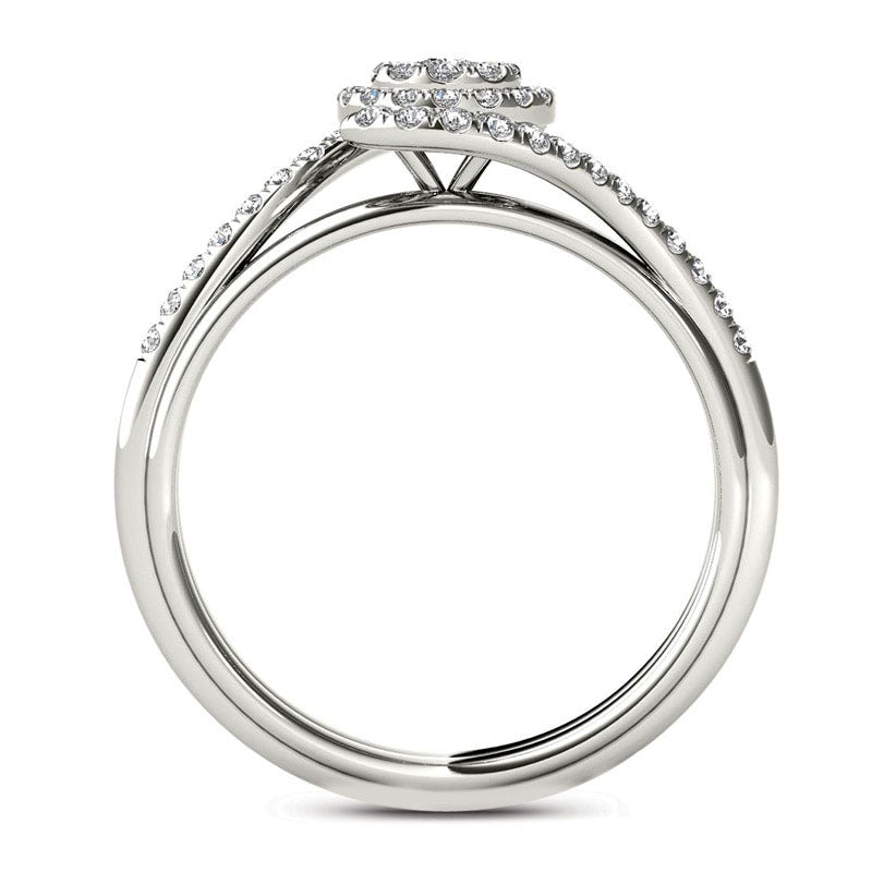 0.38 CT. T.W. Composite Natural Diamond Frame Bypass Engagement Ring in Solid 14K White Gold