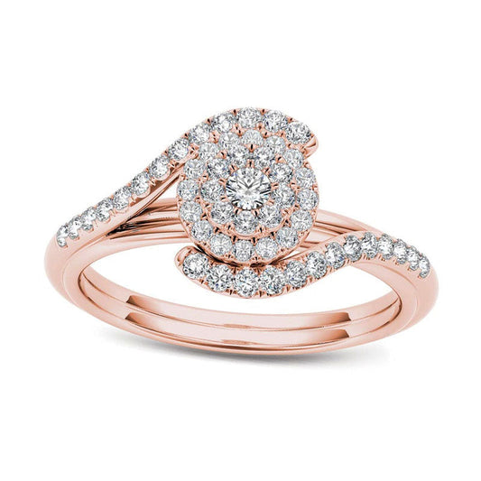 0.38 CT. T.W. Composite Natural Diamond Frame Bypass Engagement Ring in Solid 14K Rose Gold