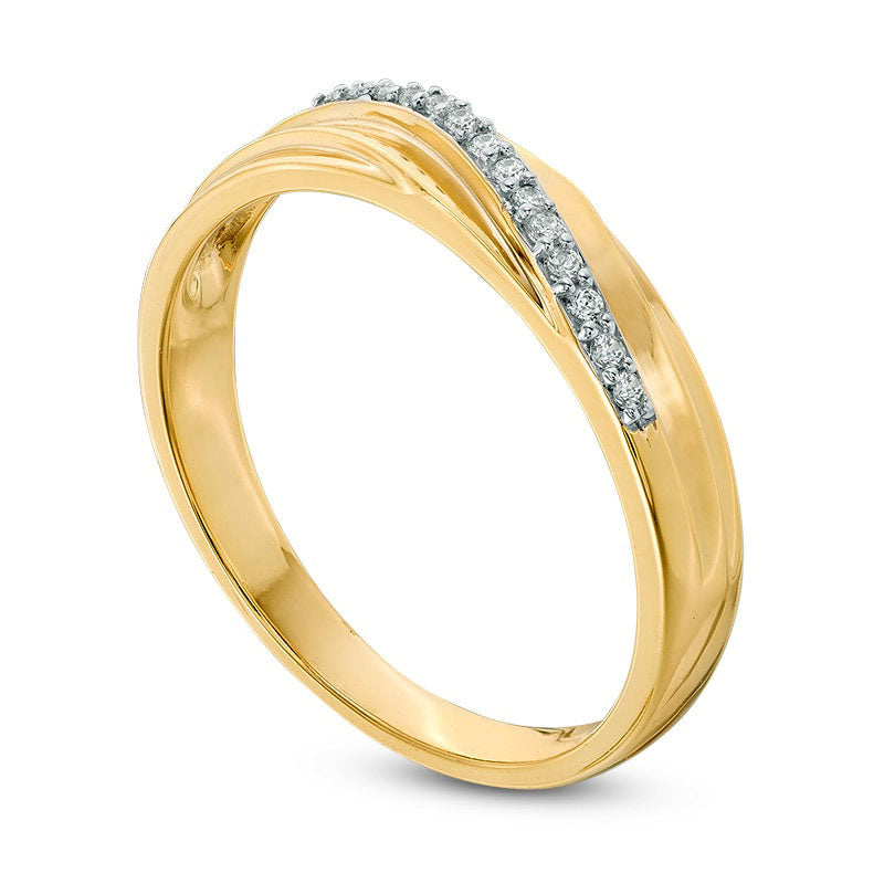 0.07 CT. T.W. Natural Diamond Slant Anniversary Band in Solid 10K Yellow Gold