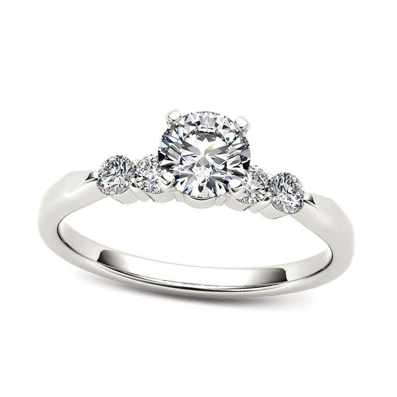 0.50 CT. T.W. Natural Diamond Engagement Ring in Solid 14K White Gold