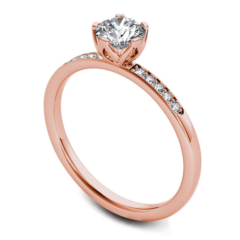 0.50 CT. T.W. Natural Diamond Engagement Ring in Solid 14K Rose Gold