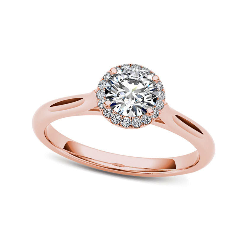 0.50 CT. T.W. Natural Diamond Frame Engagement Ring in Solid 14K Rose Gold