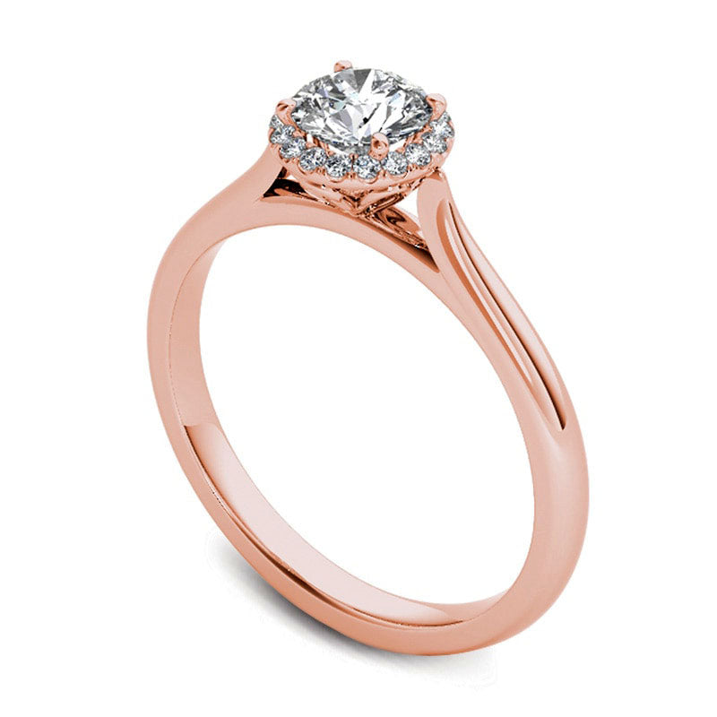 0.50 CT. T.W. Natural Diamond Frame Engagement Ring in Solid 14K Rose Gold