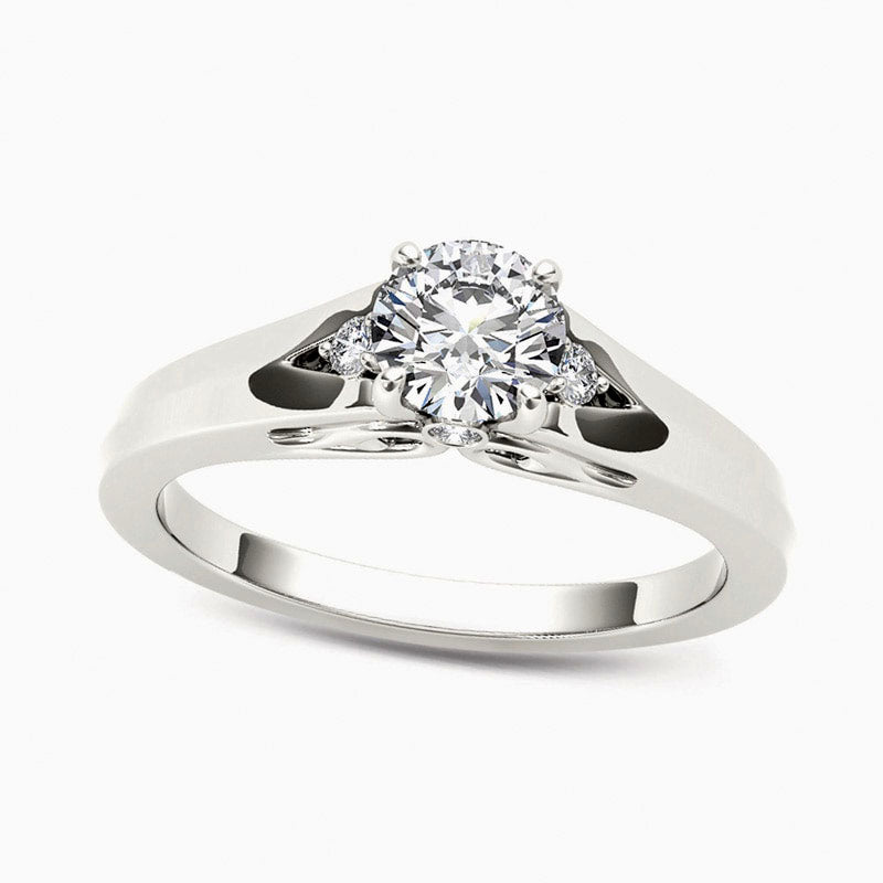 0.50 CT. T.W. Natural Diamond Engagement Ring in Solid 14K White Gold