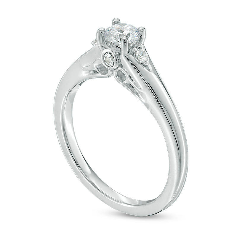 0.50 CT. T.W. Natural Diamond Engagement Ring in Solid 14K White Gold