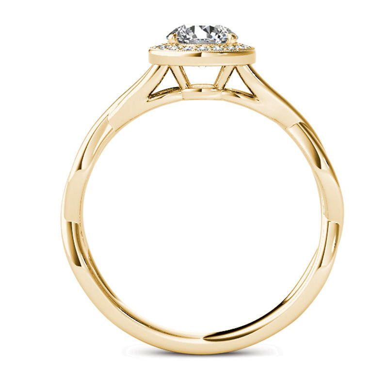 0.50 CT. T.W. Natural Diamond Frame Twist Shank Engagement Ring in Solid 14K Gold