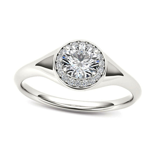 0.50 CT. T.W. Natural Diamond Frame Engagement Ring in Solid 14K White Gold