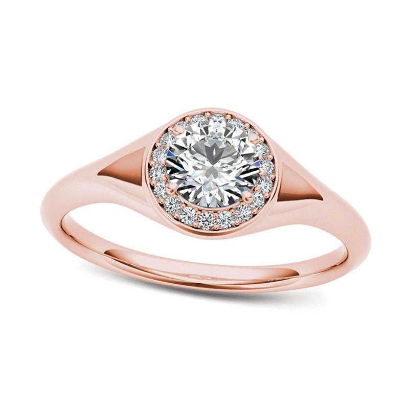 0.50 CT. T.W. Natural Diamond Frame Engagement Ring in Solid 14K Rose Gold