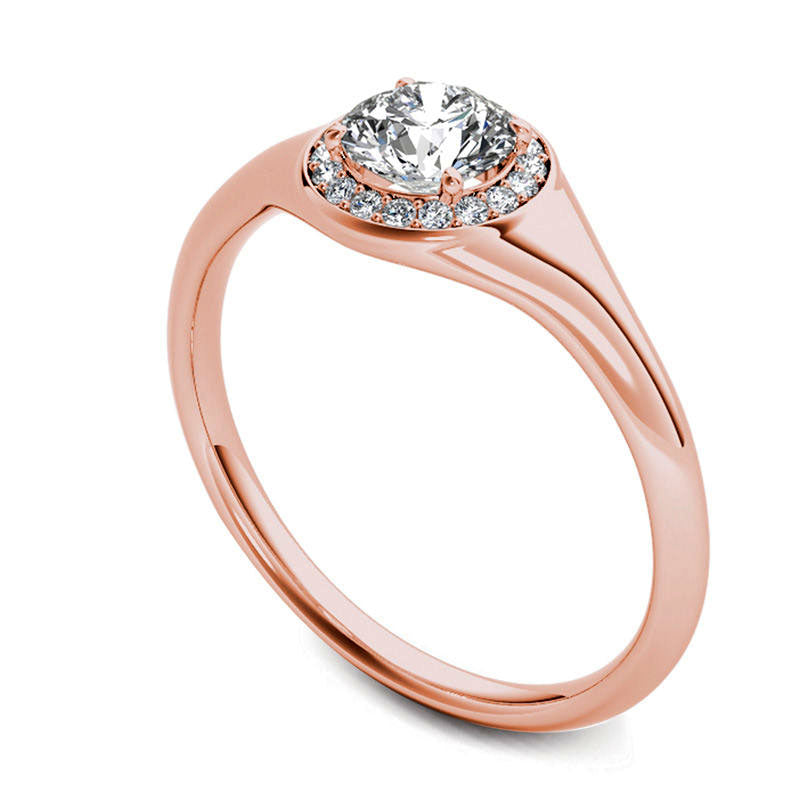 0.50 CT. T.W. Natural Diamond Frame Engagement Ring in Solid 14K Rose Gold