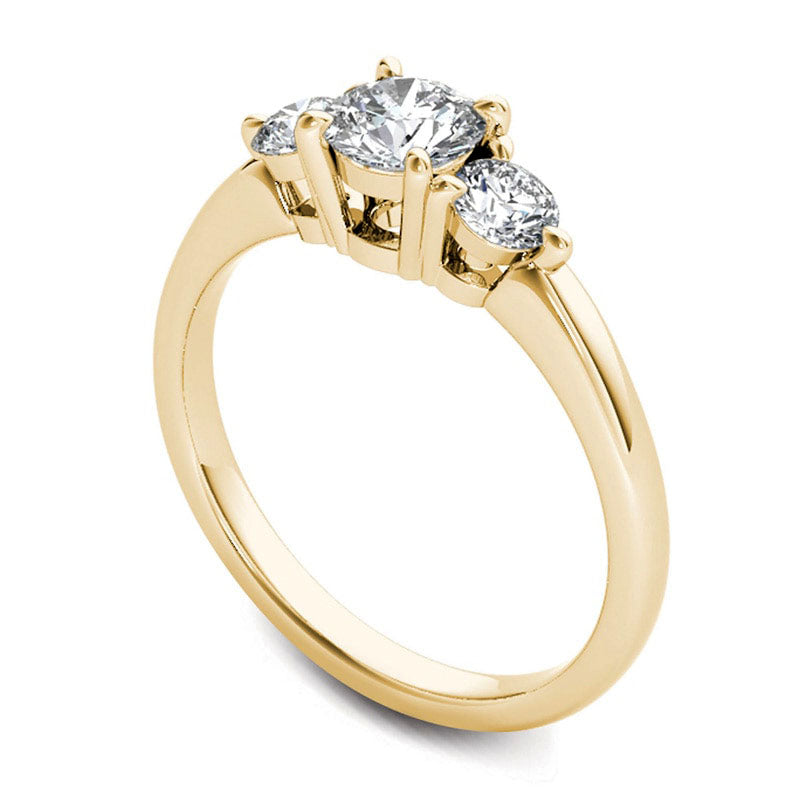 0.75 CT. T.W. Natural Diamond Three Stone Engagement Ring in Solid 14K Gold