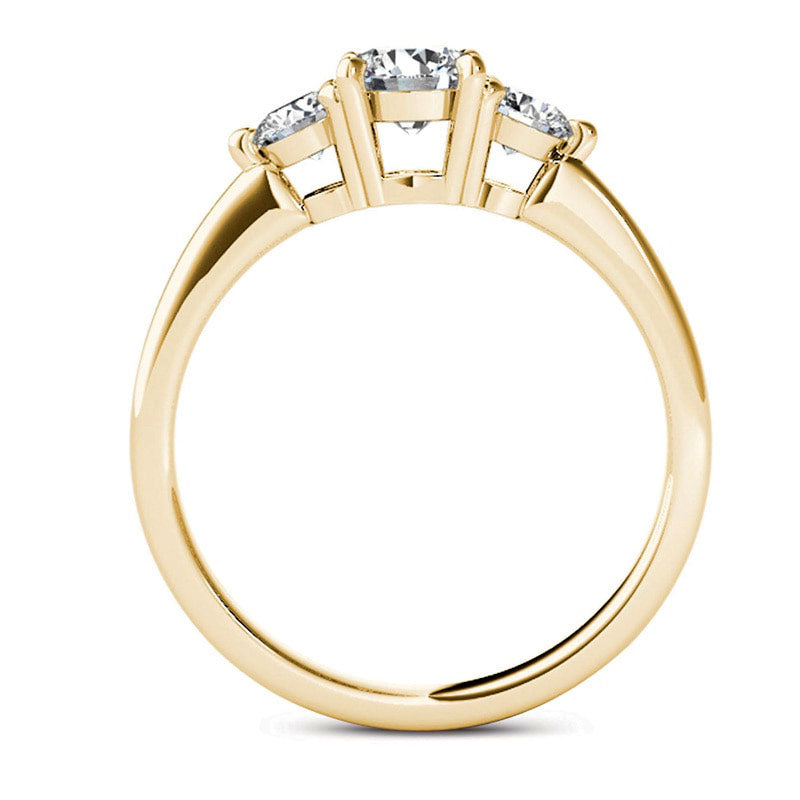 0.75 CT. T.W. Natural Diamond Three Stone Engagement Ring in Solid 14K Gold