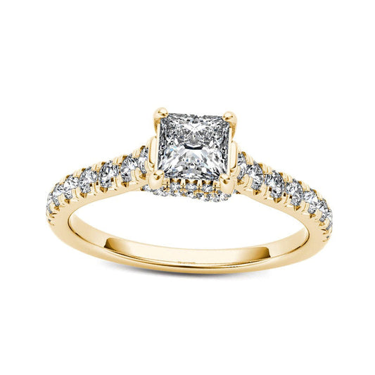 0.75 CT. T.W. Princess-Cut Natural Diamond Engagement Ring in Solid 14K Gold