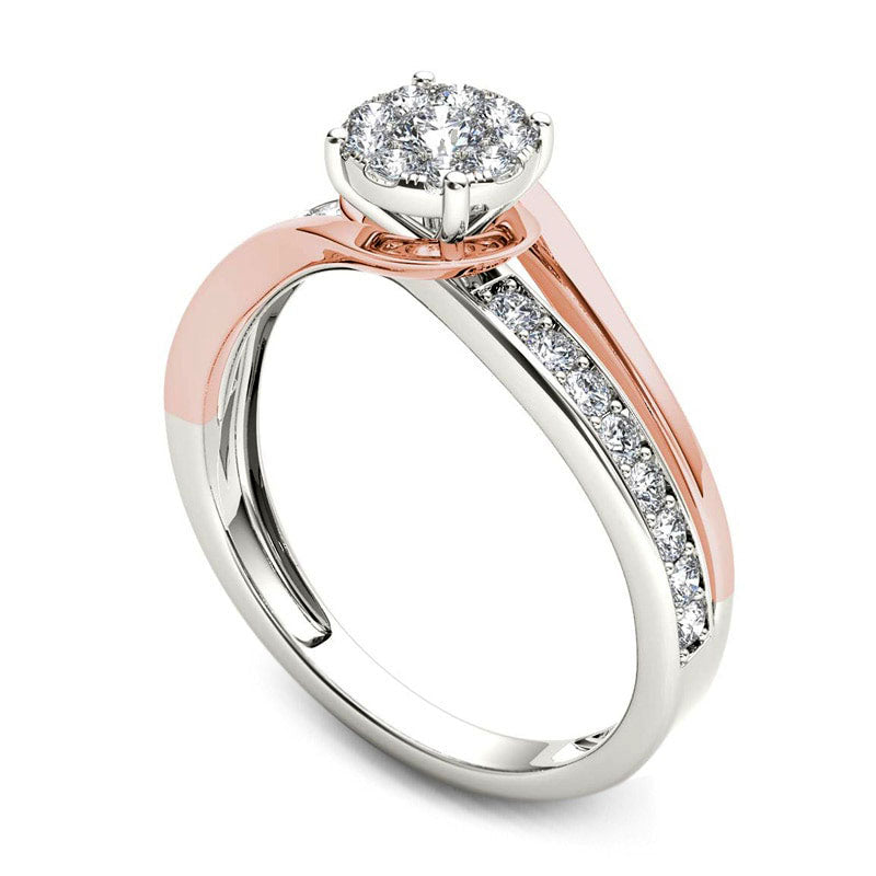 0.38 CT. T.W. Natural Diamond Frame Bypass Engagement Ring in Solid 14K Two-Tone Gold