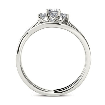 0.50 CT. T.W. Princess-Cut Natural Diamond Three Stone Bypass Bridal Engagement Ring Set in Solid 14K White Gold