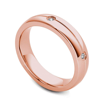 Men's 0.13 CT. T.W. Natural Diamond Five Stone Milgrain Groove Wedding Band in Solid 14K Rose Gold