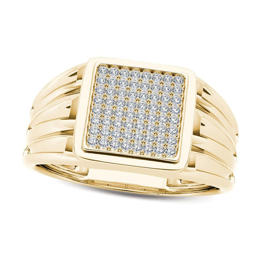 Men's 0.20 CT. T.W. Composite Natural Diamond Square Signet Ring in Solid 14K Gold