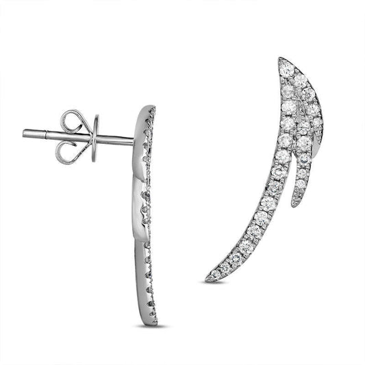 0.33 CT. T.W. Diamond Feather Crawler Earrings in 10K White Gold