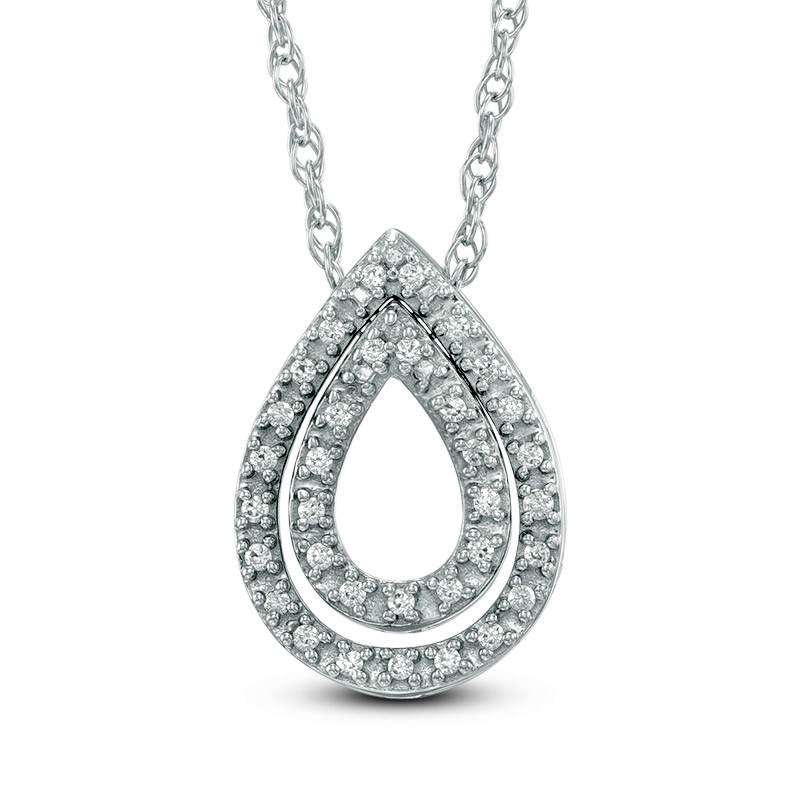 0.1 CT. T.W. Natural Diamond Double Teardrop Pendant in Sterling Silver