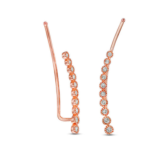 0.33 CT. T.W. Diamond Curved Crawler Earrings in 10K Rose Gold