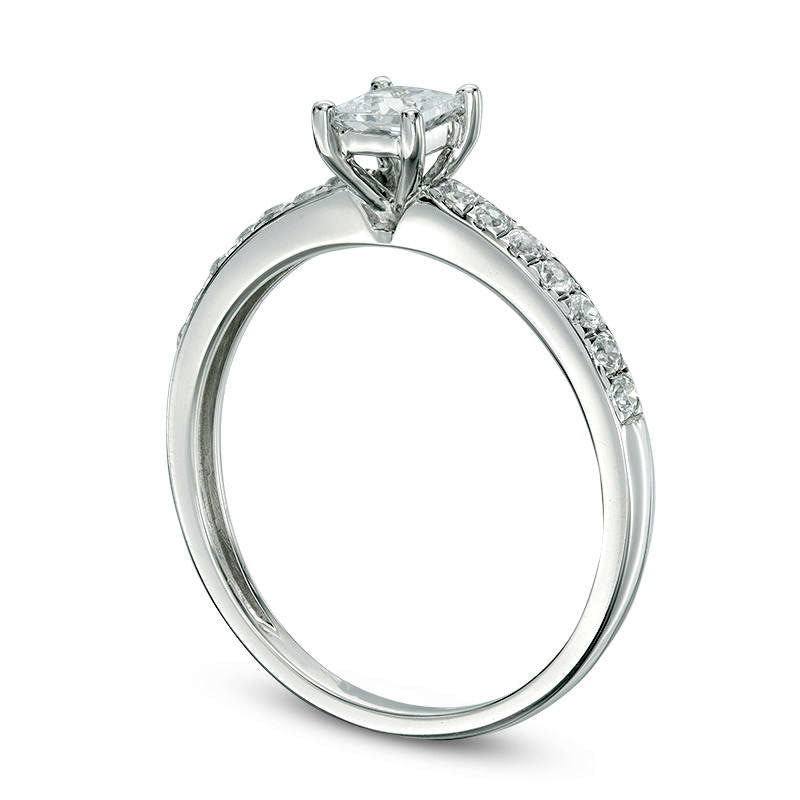 0.50 CT. T.W. Princess-Cut Natural Diamond Engagement Ring in Solid 10K White Gold