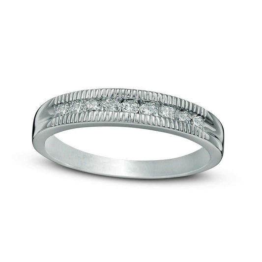 0.25 CT. T.W. Natural Diamond Antique Vintage-Style Wedding Band in Solid 10K White Gold