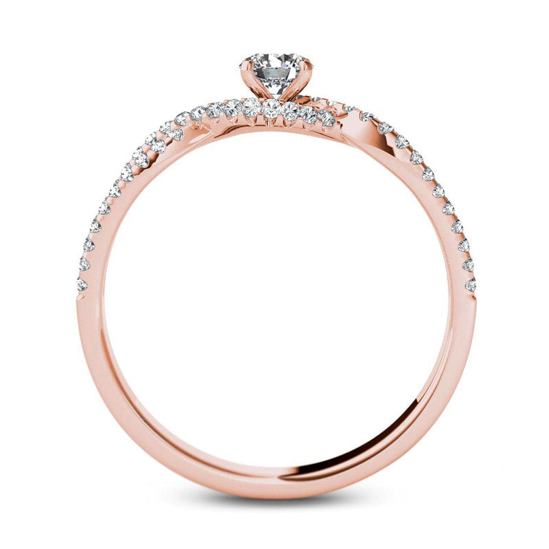 0.38 CT. T.W. Natural Diamond Twist Engagement Ring in Solid 14K Rose Gold