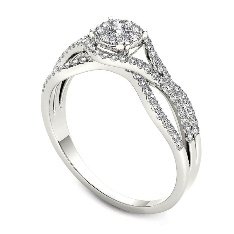 0.50 CT. T.W. Composite Natural Diamond Frame Engagement Ring in Solid 14K White Gold