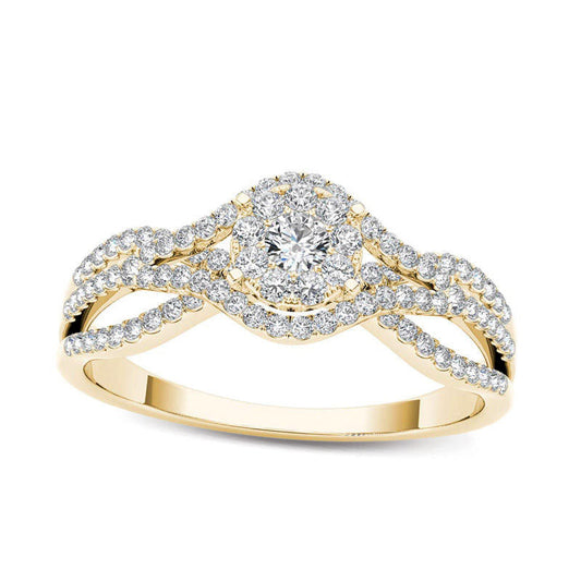 0.50 CT. T.W. Composite Natural Diamond Frame Engagement Ring in Solid 14K Gold