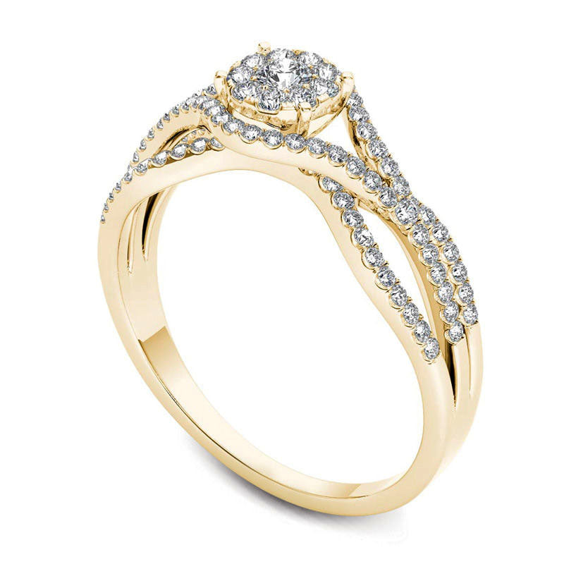 0.50 CT. T.W. Composite Natural Diamond Frame Engagement Ring in Solid 14K Gold