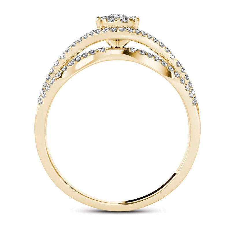 0.50 CT. T.W. Composite Natural Diamond Frame Engagement Ring in Solid 14K Gold