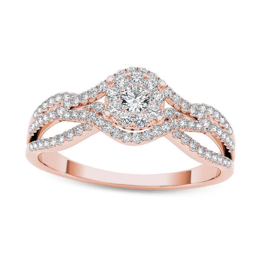 0.50 CT. T.W. Composite Natural Diamond Frame Engagement Ring in Solid 14K Rose Gold