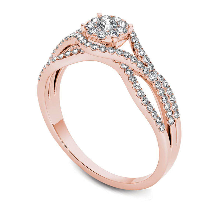 0.50 CT. T.W. Composite Natural Diamond Frame Engagement Ring in Solid 14K Rose Gold