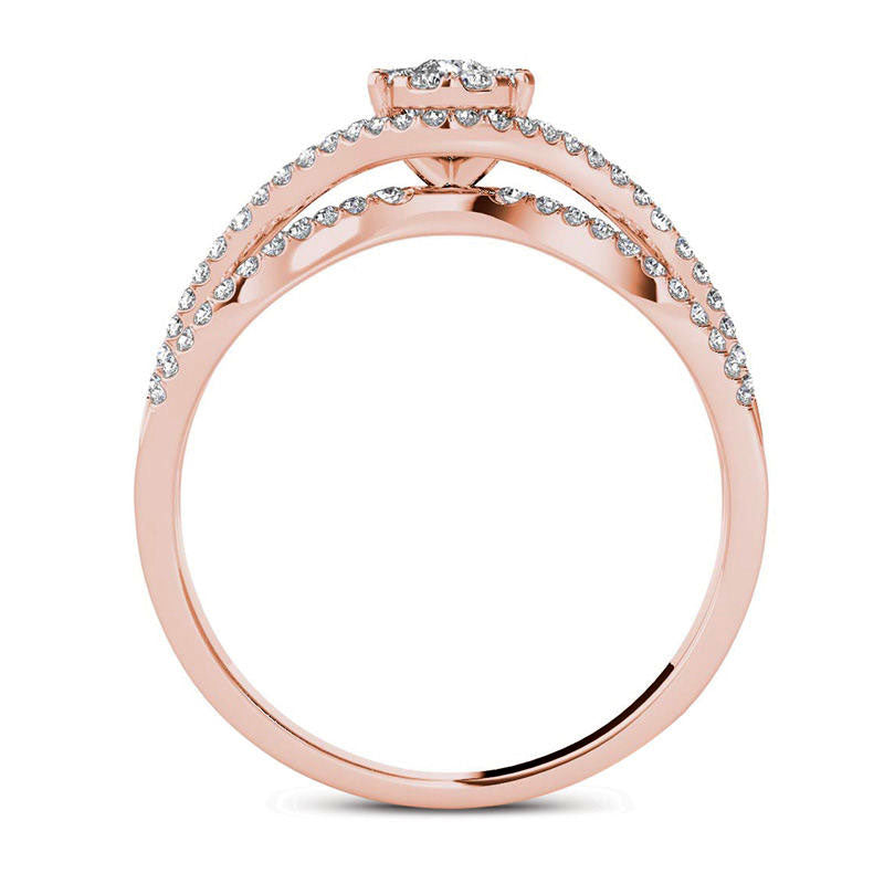 0.50 CT. T.W. Composite Natural Diamond Frame Engagement Ring in Solid 14K Rose Gold