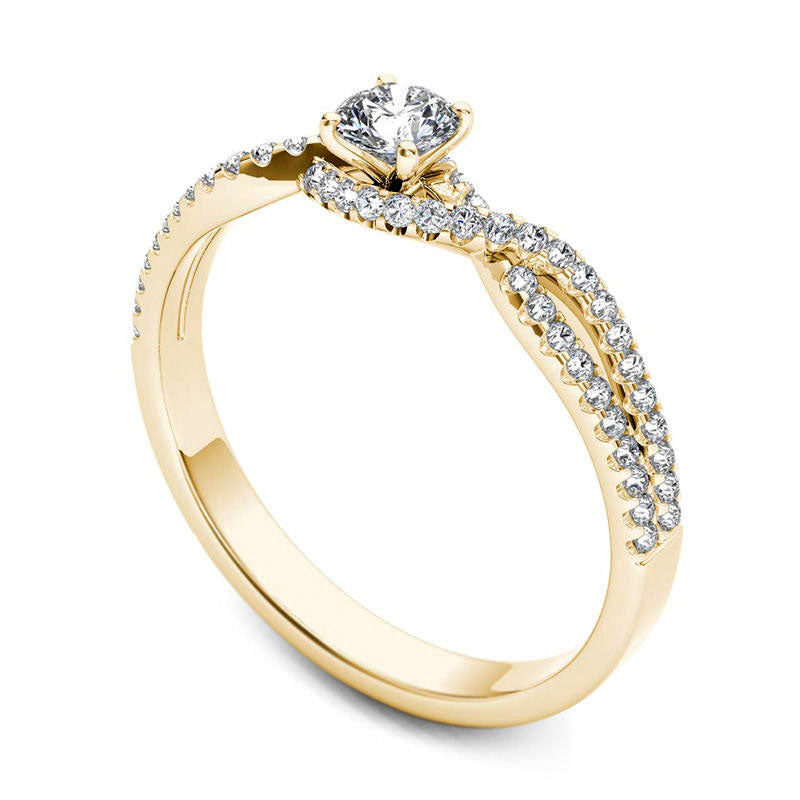 0.38 CT. T.W. Natural Diamond Twist Engagement Ring in Solid 14K Gold