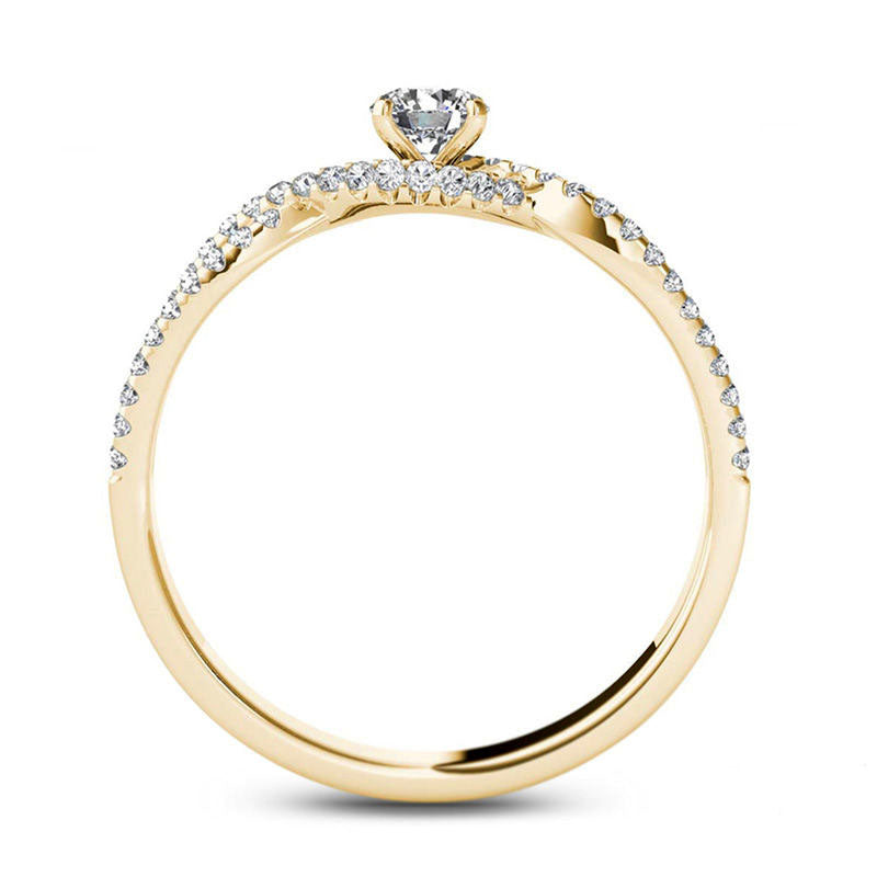 0.38 CT. T.W. Natural Diamond Twist Engagement Ring in Solid 14K Gold