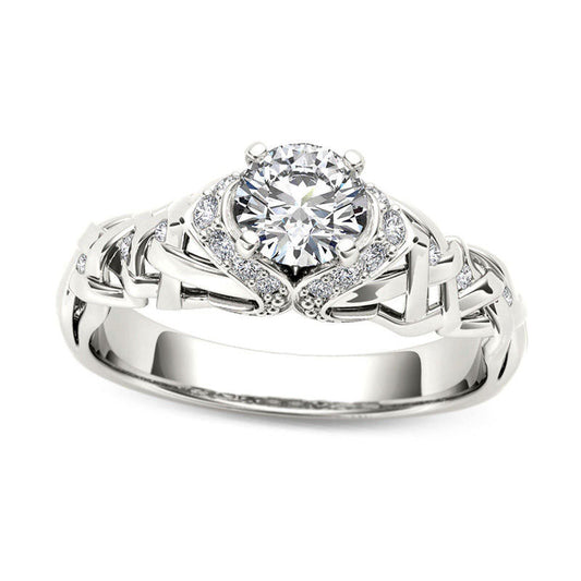 0.50 CT. T.W. Natural Diamond Lattice Engagement Ring in Solid 14K White Gold