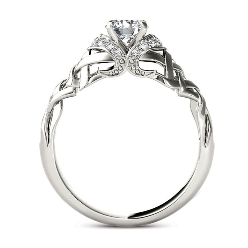 0.50 CT. T.W. Natural Diamond Lattice Engagement Ring in Solid 14K White Gold