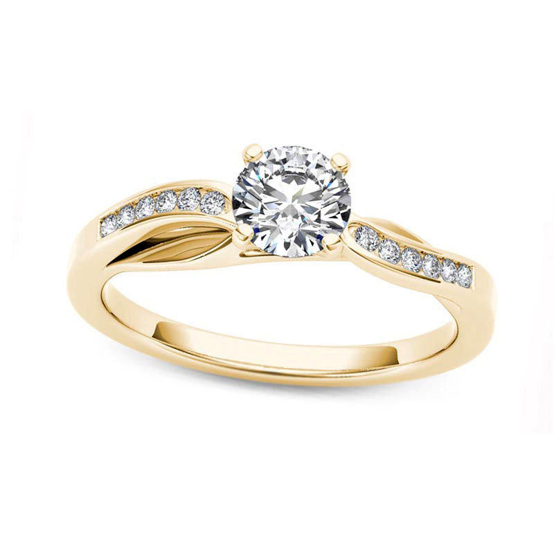 0.38 CT. T.W. Natural Diamond Wave Engagement Ring in Solid 14K Gold