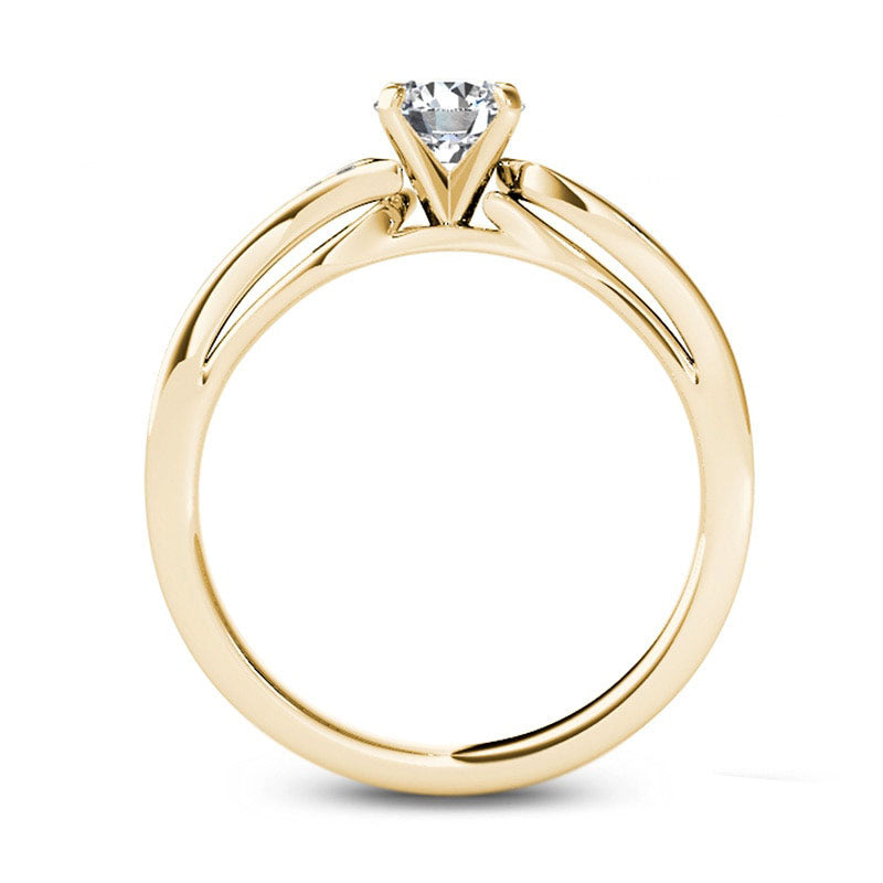 0.38 CT. T.W. Natural Diamond Wave Engagement Ring in Solid 14K Gold