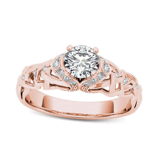 0.50 CT. T.W. Natural Diamond Lattice Engagement Ring in Solid 14K Rose Gold