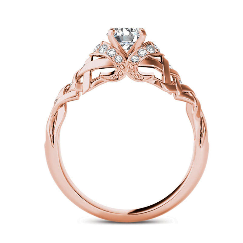 0.50 CT. T.W. Natural Diamond Lattice Engagement Ring in Solid 14K Rose Gold