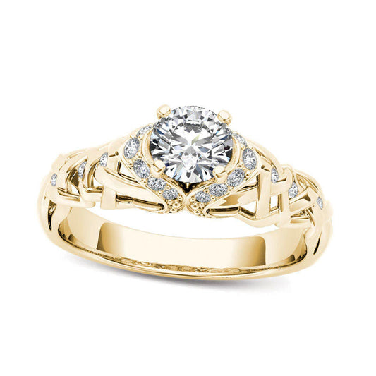 0.50 CT. T.W. Natural Diamond Lattice Engagement Ring in Solid 14K Gold