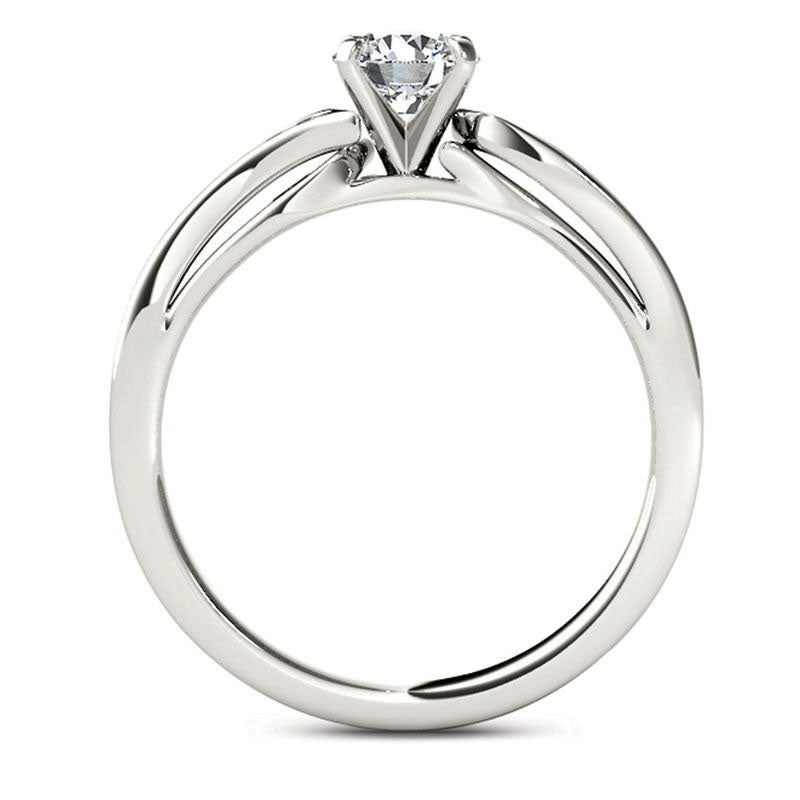 0.38 CT. T.W. Natural Diamond Wave Engagement Ring in Solid 14K White Gold